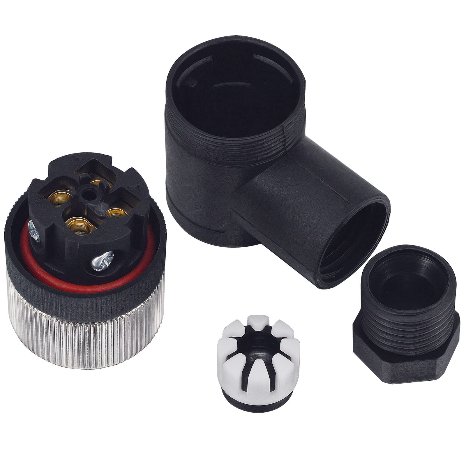 M12 4-Pin Female Circular Aviation Connector Plug 12mm Waterproof Circular Aviation Connector Right Angle Plug Adapter 4 Pack - Image 3