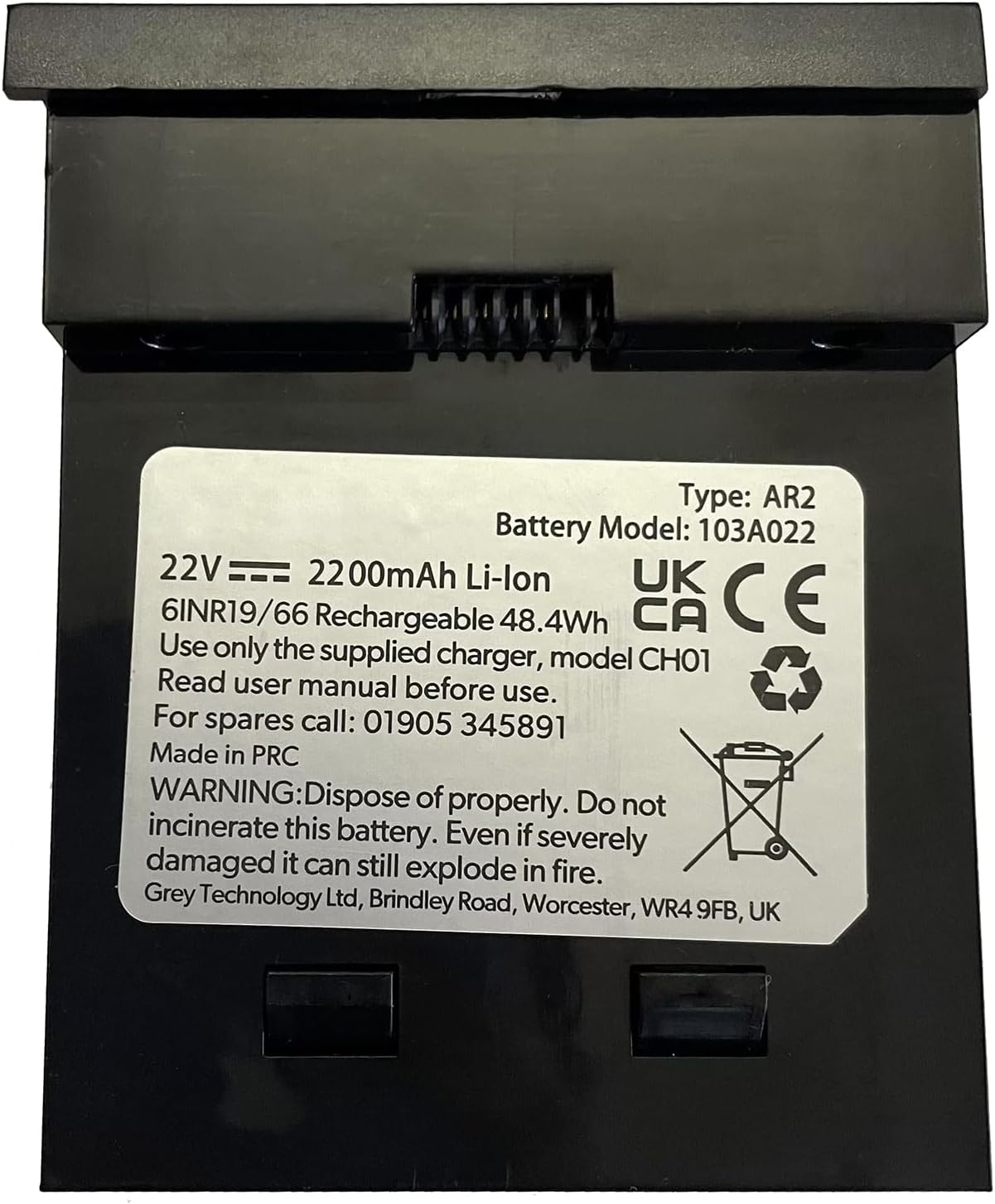 LAPTPBAT 103A022 Battery for Gtech AirRam MK2 AR2 22V