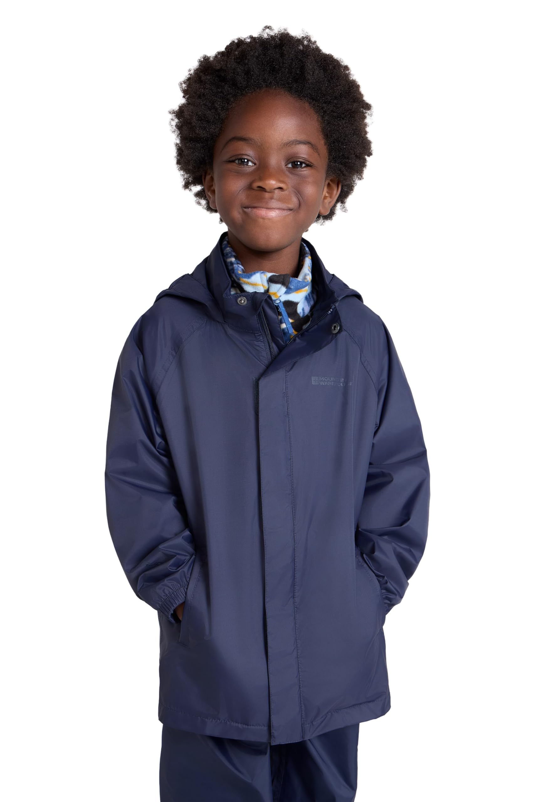 Mountain WarehousePakka Kids Waterproof Jacket - Wind Resistant, Lightweight,Breathable Rain Coat for Girls & Boys, Packaway Bag - For Rain, Autumn, Winter