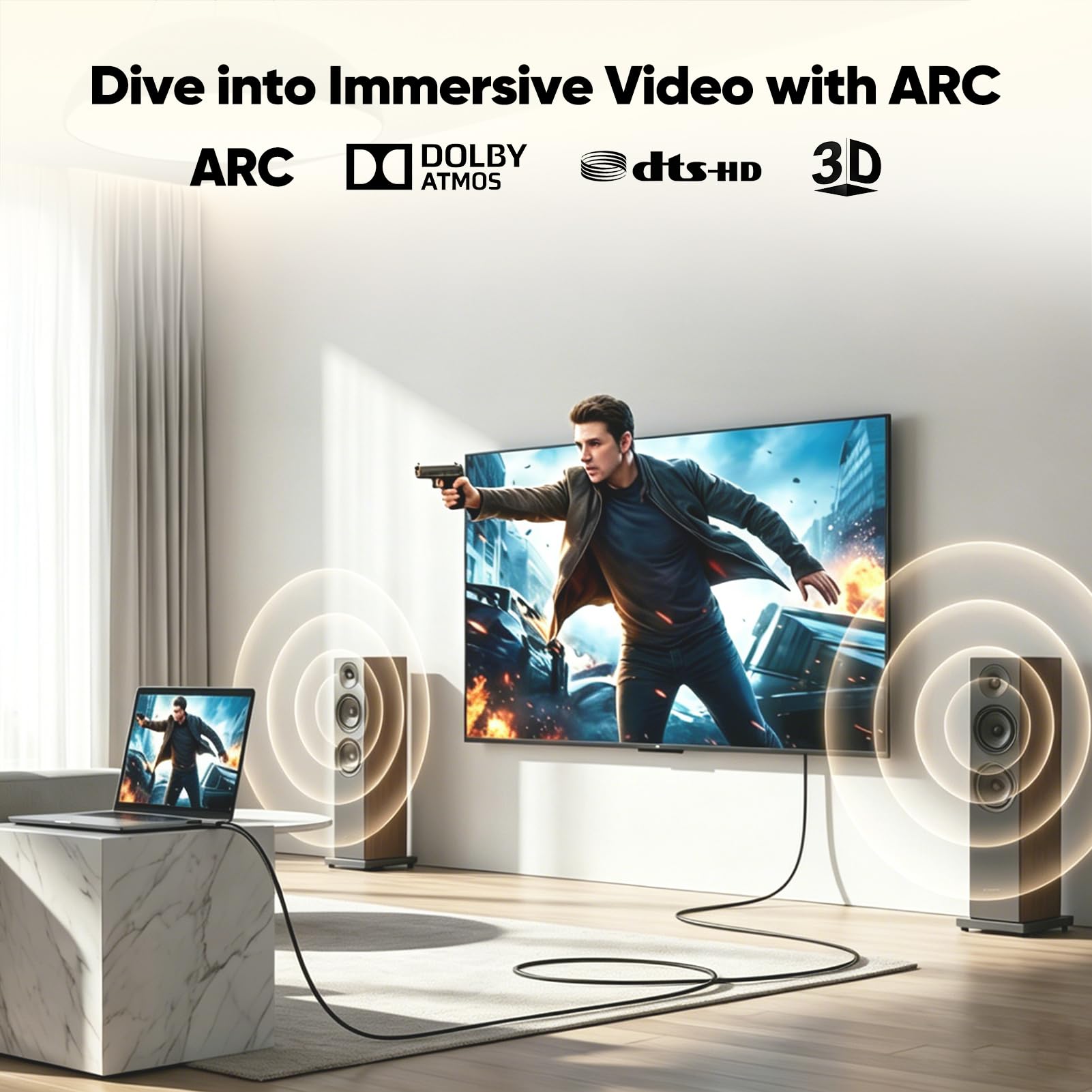 Cavo HDMI 4K, 3 m, confezione da 10 pezzi, cavo HDMI 2.0 ad alta velocità, supporto 4K a 60Hz 2K a 120Hz 1080P a 144Hz, HDR ARC 3D HDCP 2.2 per monitor, PS5/4, Xbox, Apple TV, laptop, interruttore