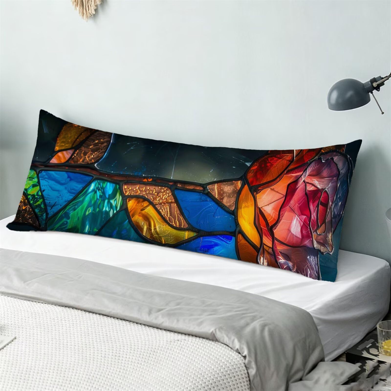 Funda de Almohada 60 x 180 cm Rosa Protector Almohada 180 cm con Cremallera Invisible, Lino Durable y Transpirable Pillow Case Largas Flor Impresión a Doble Cara para Cama, Sofá y Dormitorio dg-463