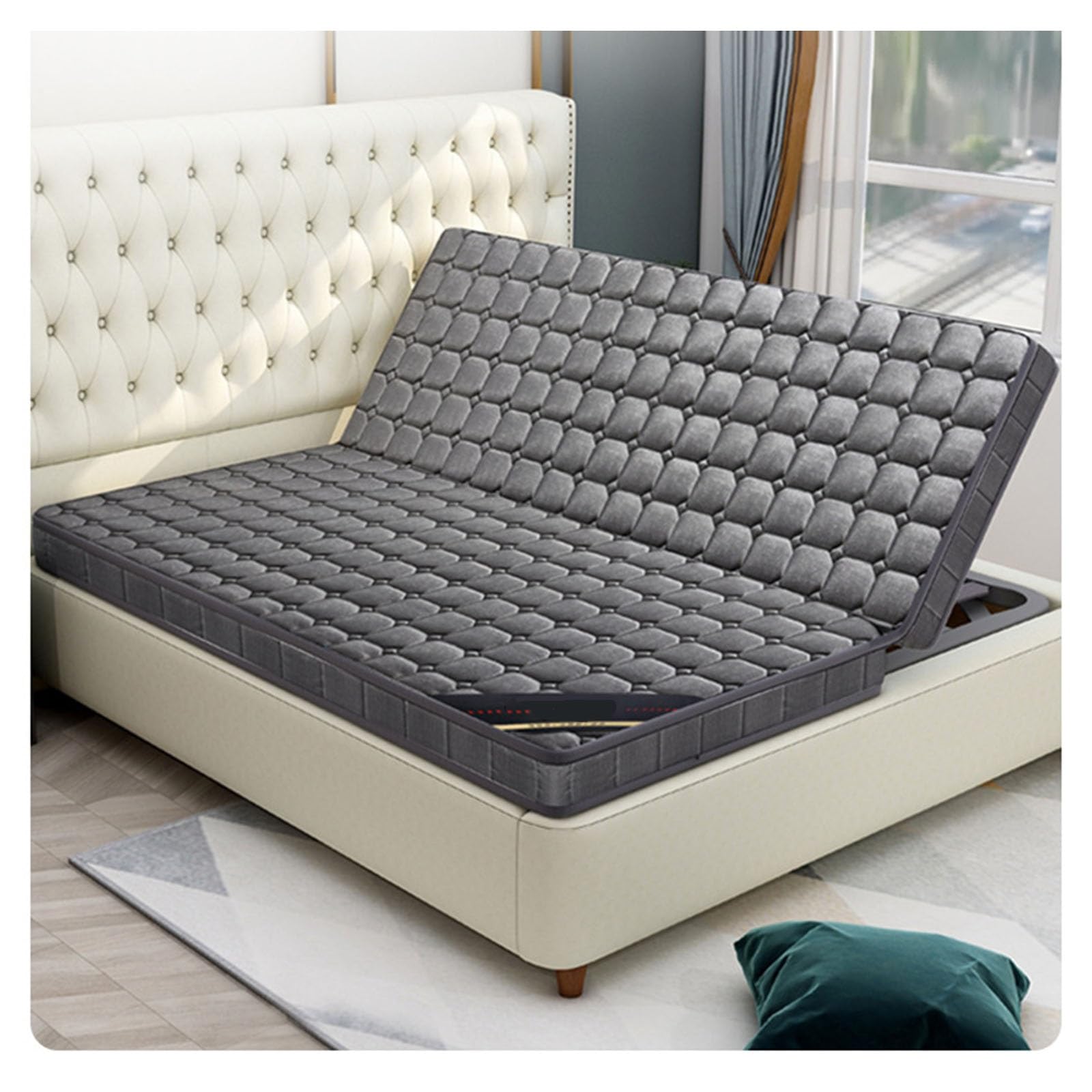 Mattress Topper Queen Natural Latex Palm Mattress Foldable Mattress Medium Firm Comfortable and Breathable 59 75in 4 7in