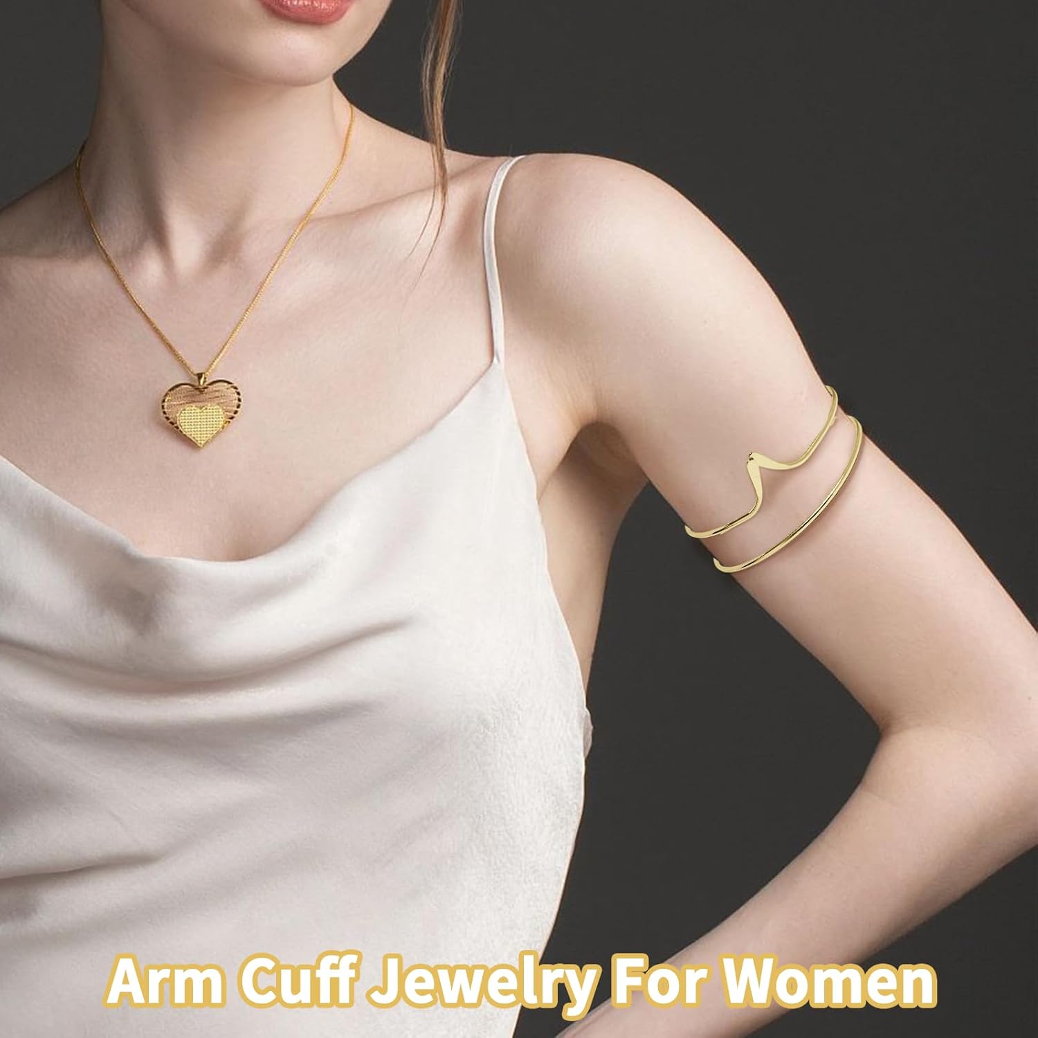 Gold Arm Cuff Upper Arm Set 6Pcs Adjustable Large Wide Upper Arm Cuff - Image 5