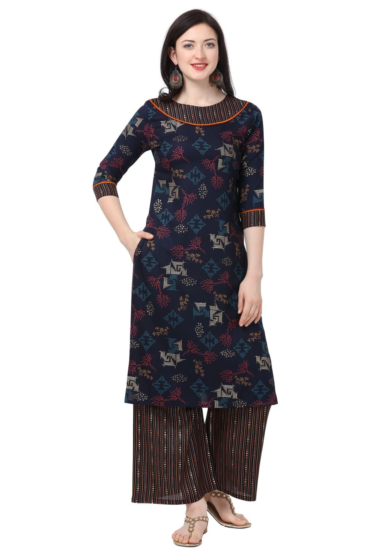 shopping queen Women's Rayon Printed Kurta Palazzo Set-picture-21