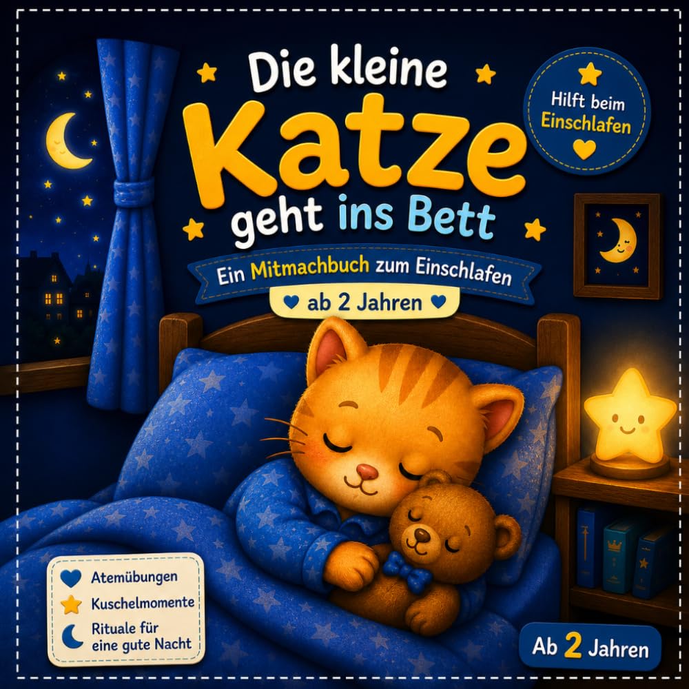 Die kleine Katze geht ins Bett: Mitmachbuch zum Einschlafen für Kinder ab 2 Jahren – Abendroutine, Einschlafhilfe & Gute Nacht Ritual für Kleinkinder
