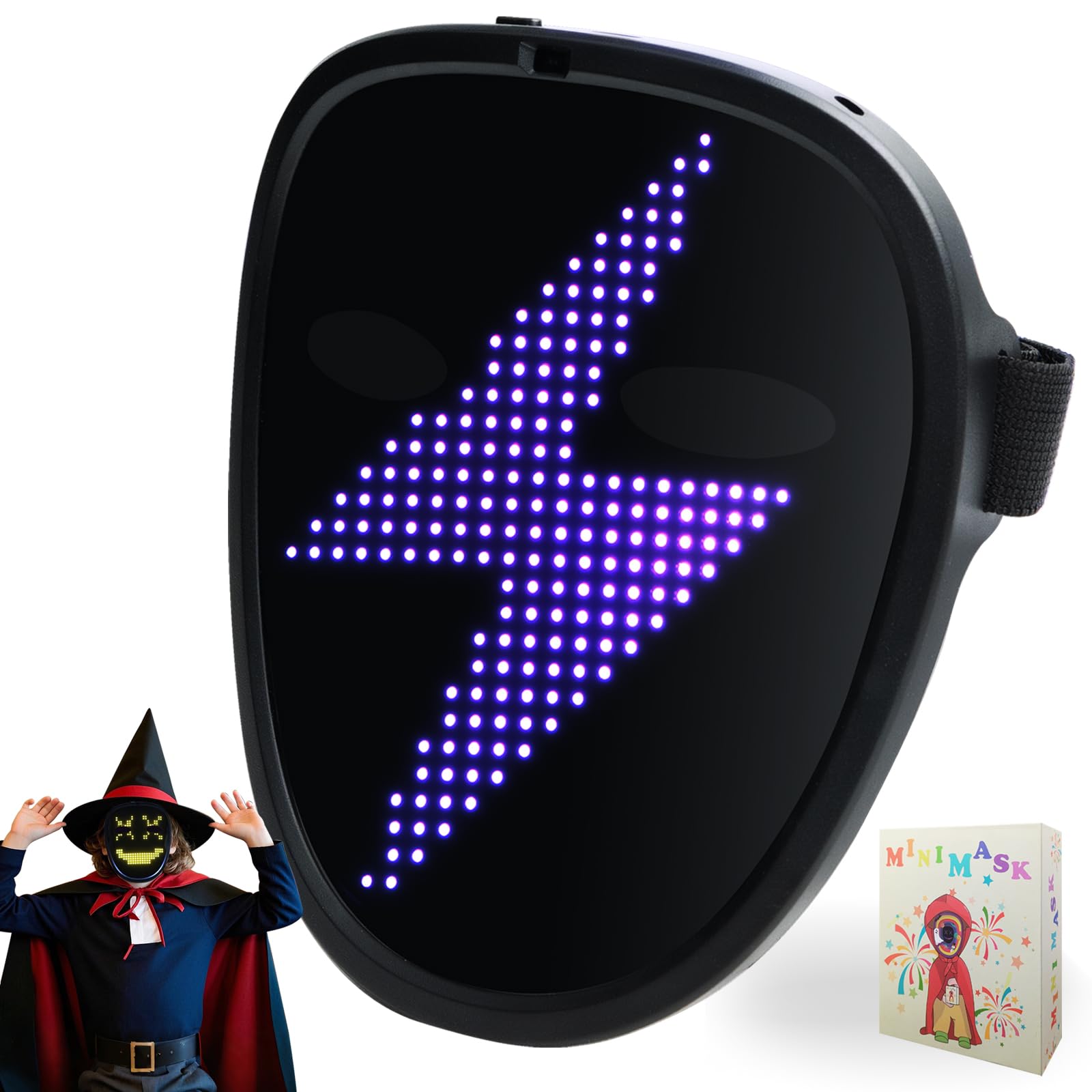 LED Mask with Gesture Control, Perfect for Party Cosplay Party, Masquerade Balls, Holiday Dress-Up, and Atmosphere Adjustment.