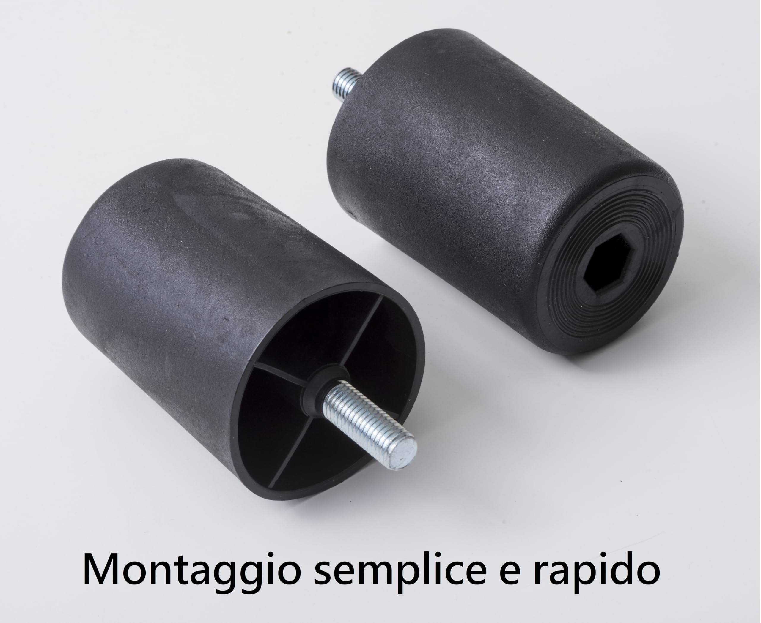 IPEA 4X Piedini in Plastica per Divani e Mobili – Altezza 80 mm – Set di 4 Piedi con Vite per Poltrone, Armadi, Arredamento, Casa – Gambe in Plastica Nera – Set di 4 Pezzi