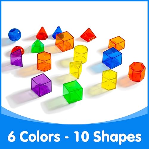 Miniatura 4 de 60 piezas de formas 3D para enseñanza sólidos geométricos para niños, manipuladores de mesa ligera, juguete translúcido para mesa ligera