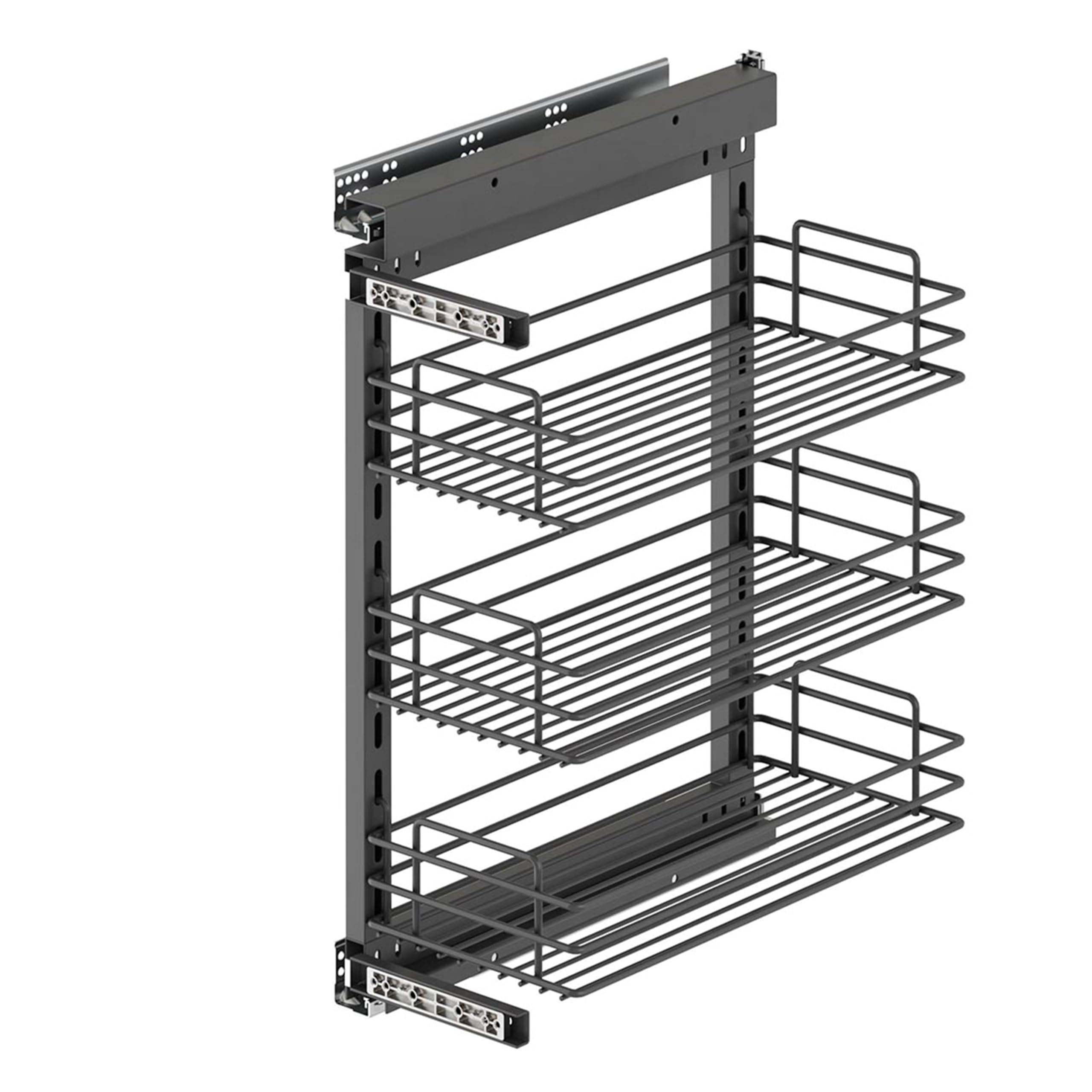 Emuca - TitaneStar pull-out trolley with soft close, Module 400mm (15,74 inch), Anthracite grey, Steel