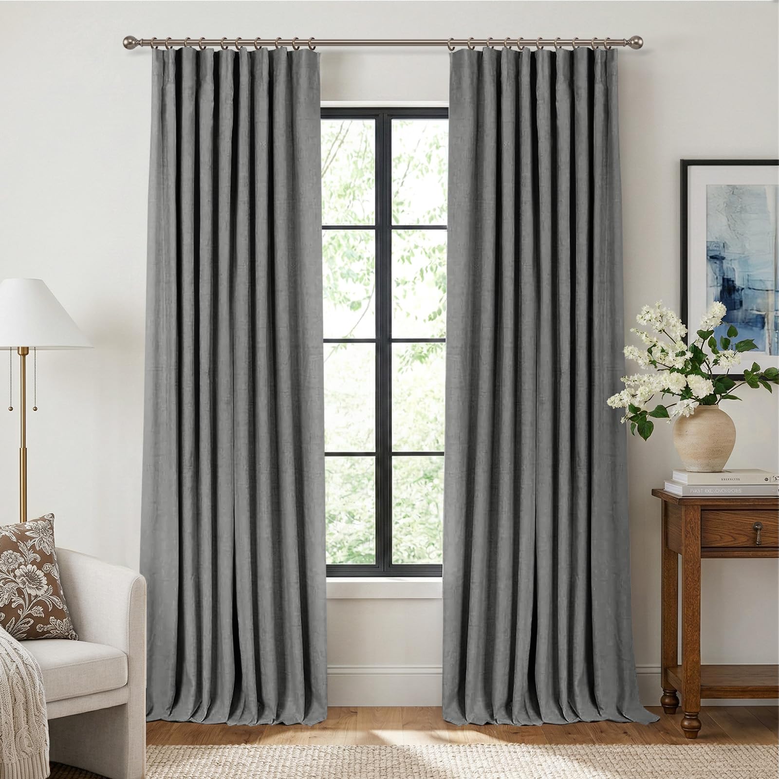 INOVADAY 100% Blackout Curtains for Bedroom Black Out Curtain 108 Inch Long