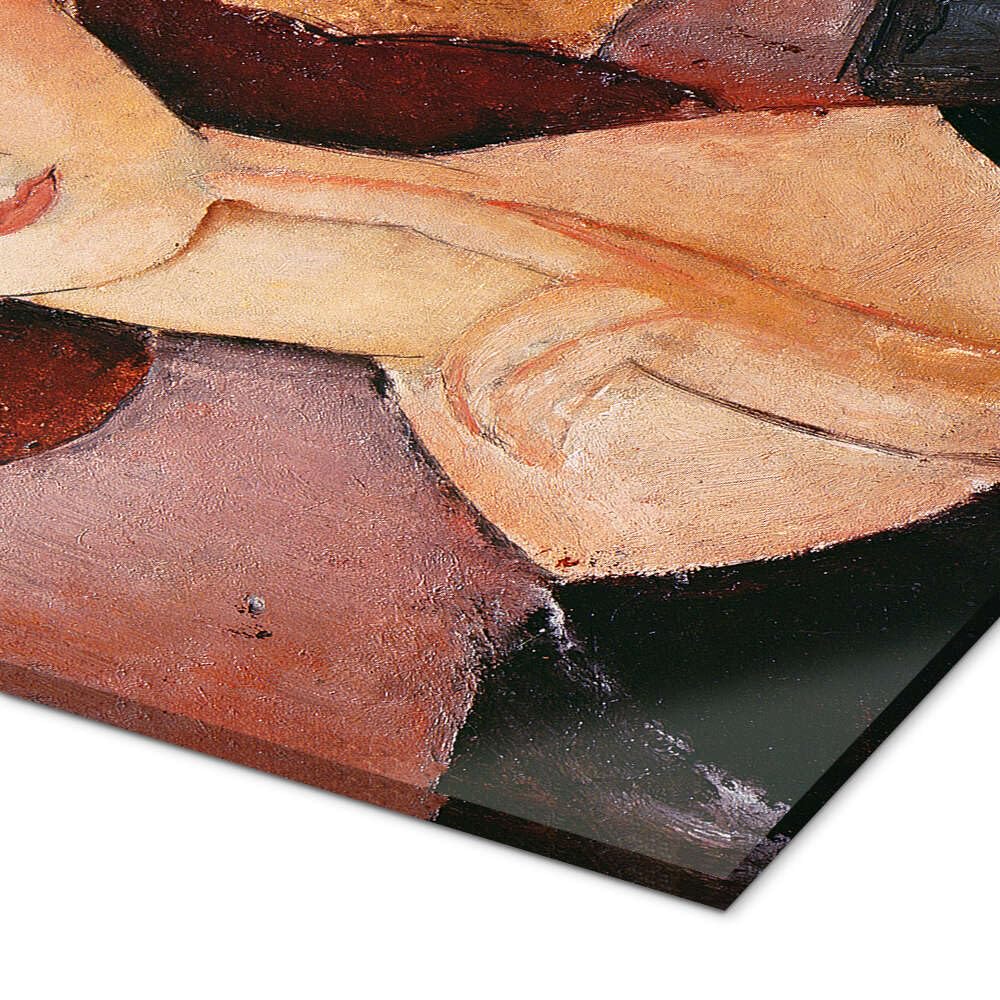 Posterlounge Jeanne Hebuterne mit einem großen Hut Acrylglasbild | 50 x 70 cm von Amedeo Modigliani Braun Wandbilder Wanddeko