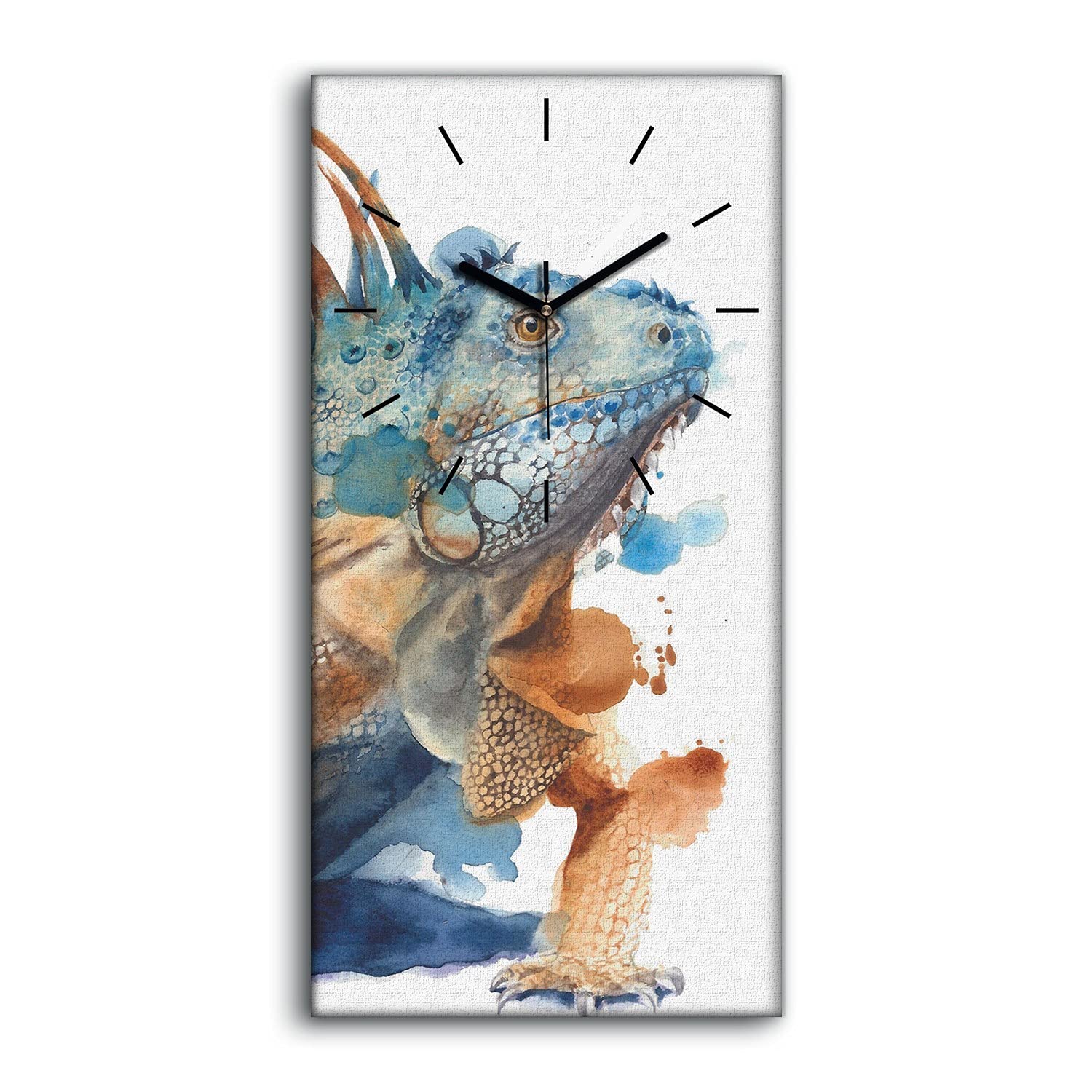 Horloge sur toile iguana silencieuse sans tic-tac 30x60cm décoration salon