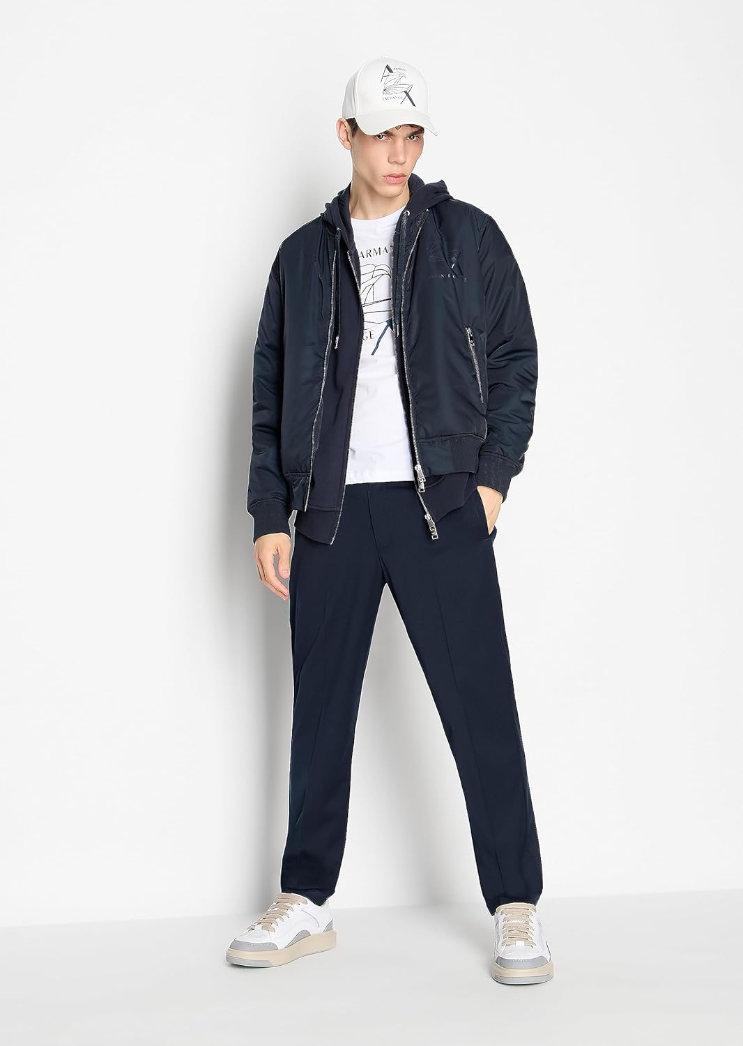 Armani Exchange mens Cotton Fleece Tonal Eagle Logo Full Zip Hoodie Sweatshirt - Image 2