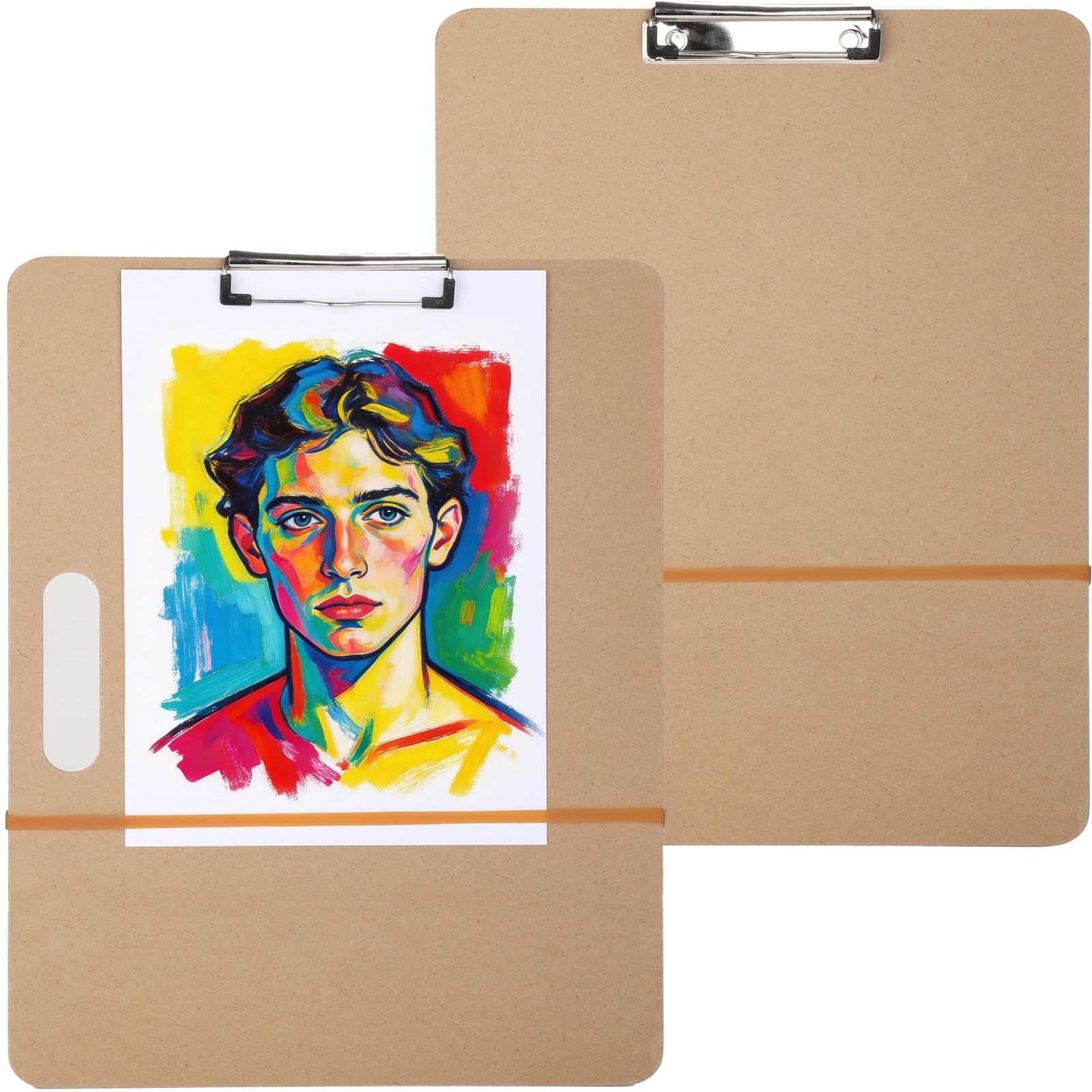 Lot de 2 planches à dessin avec poignée, format 12,8 x 16,8 pouces, planche à croquis portable pour artistes, clip métallique et bande élastique inclus, pour la classe et les croquis en voyage