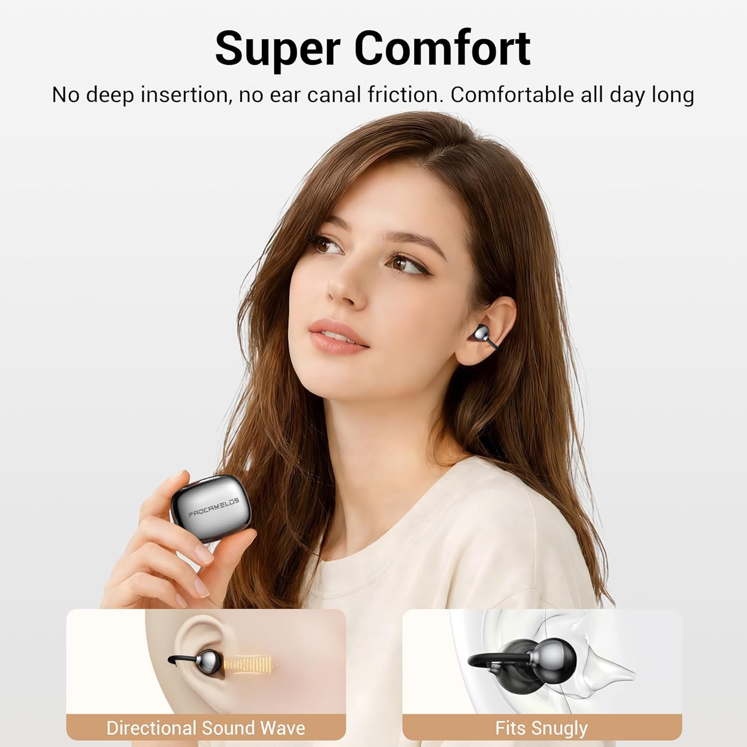 Ultra-Mini Clip-On Earbuds, Bluetooth 6.0 Aesthetic Wireless Headphones for Small Ears, Non-Intrusive, Comfortable Secure Fit & Crystal Clear Sound Open Ear Buds for Workout & Daily Use（Deep Black）