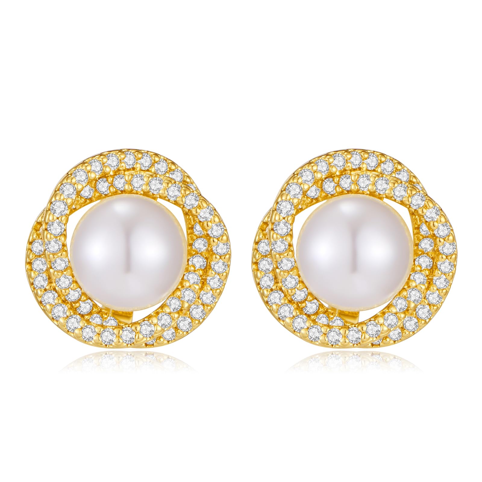 Silver Rhinestone Clip on Earrings for Women Cute Pearl Clip Earrings Elegant Crystal Earrings Non-pierced Jewelry