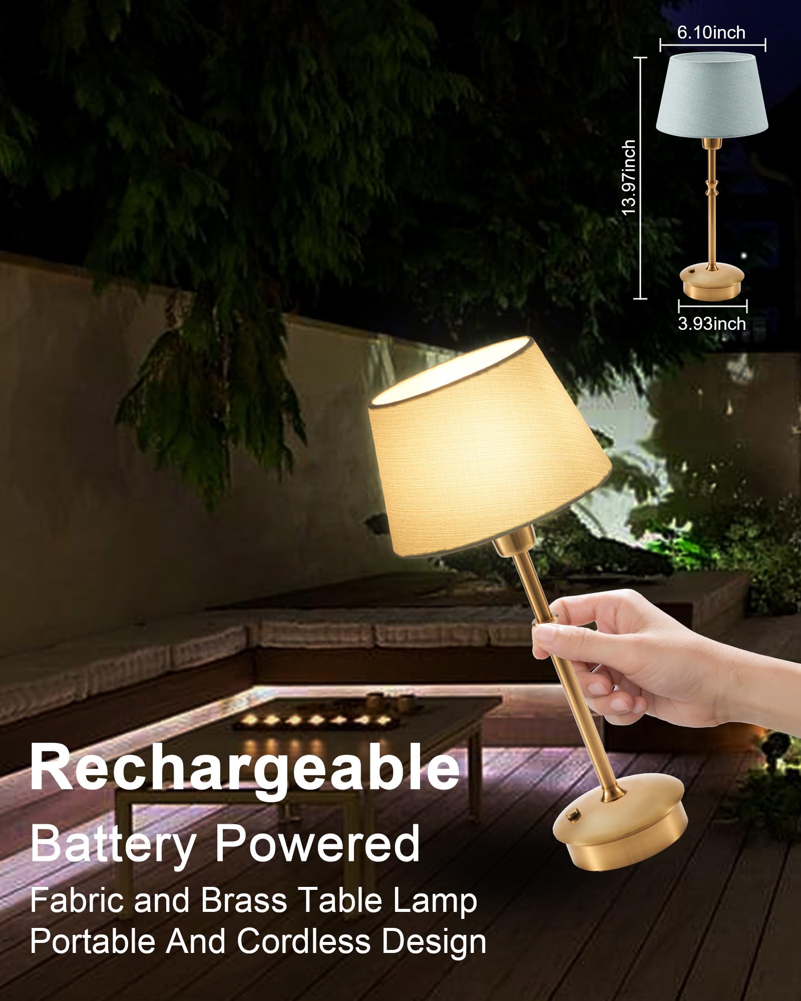 UMEXUS Lot de 2 petites lampes de table rechargeables sans fil, lampes à