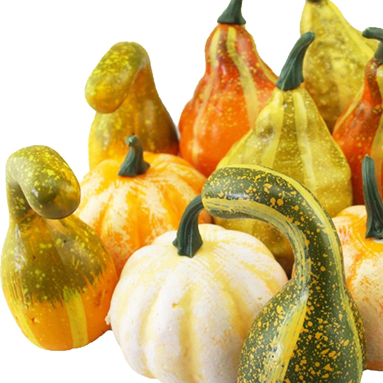 Lindagary 12pcs Artificial Pumpkins Simulation Foam Pumpkins Ornament Harvest Pumpkins Realistic Pumpkins for Halloween Fall Thanksgiving Decoration