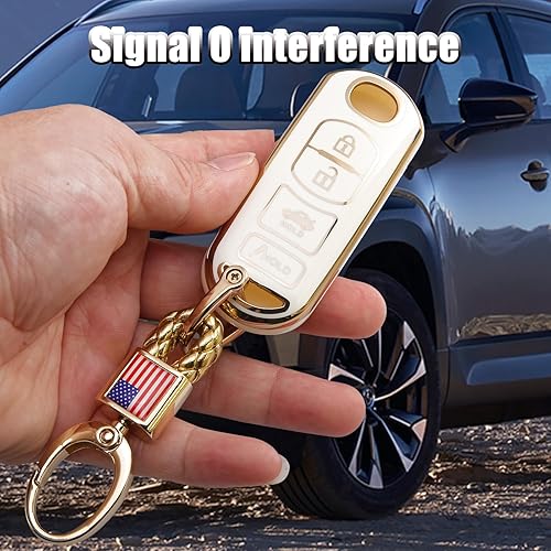 Miniatura 4 de keycov Funda protectora para llavero Mazda compatible con 3 6 8 Miata MX-5 CX-3 CX-5 CX-5 CX-5 CX-7 CX-9 Blanco