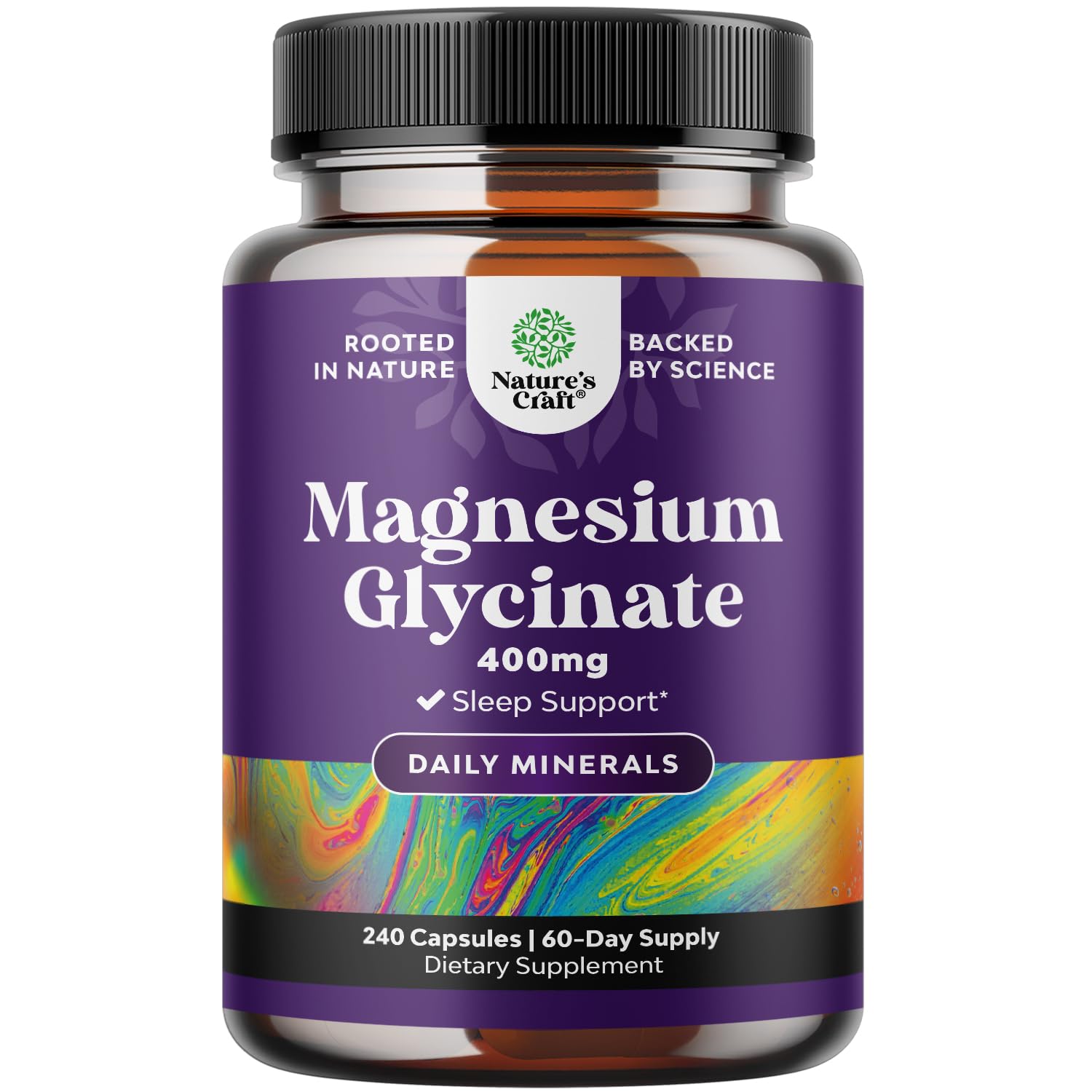 Pure Magnesium Glycinate 400mg Capsules, Chelated - High Absorption - 240ct 240 Count (Pack of 1)