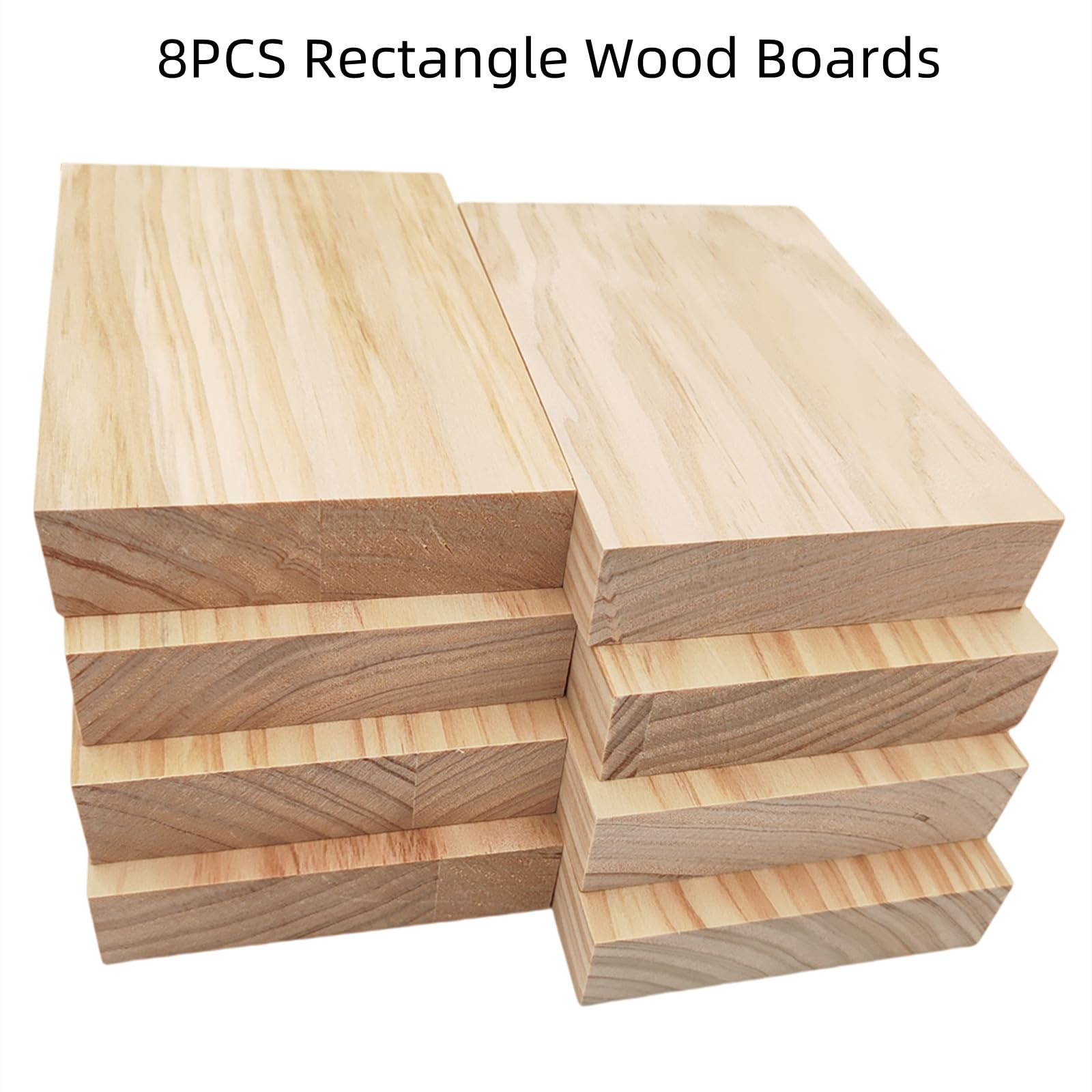 8PCS Unfinished Wood Blocks Rectangle Wood Boards for Crafting 15x10x2.5cm Blank Whittling Wooden Blocks for Carving,Painting & Burning - Image 2