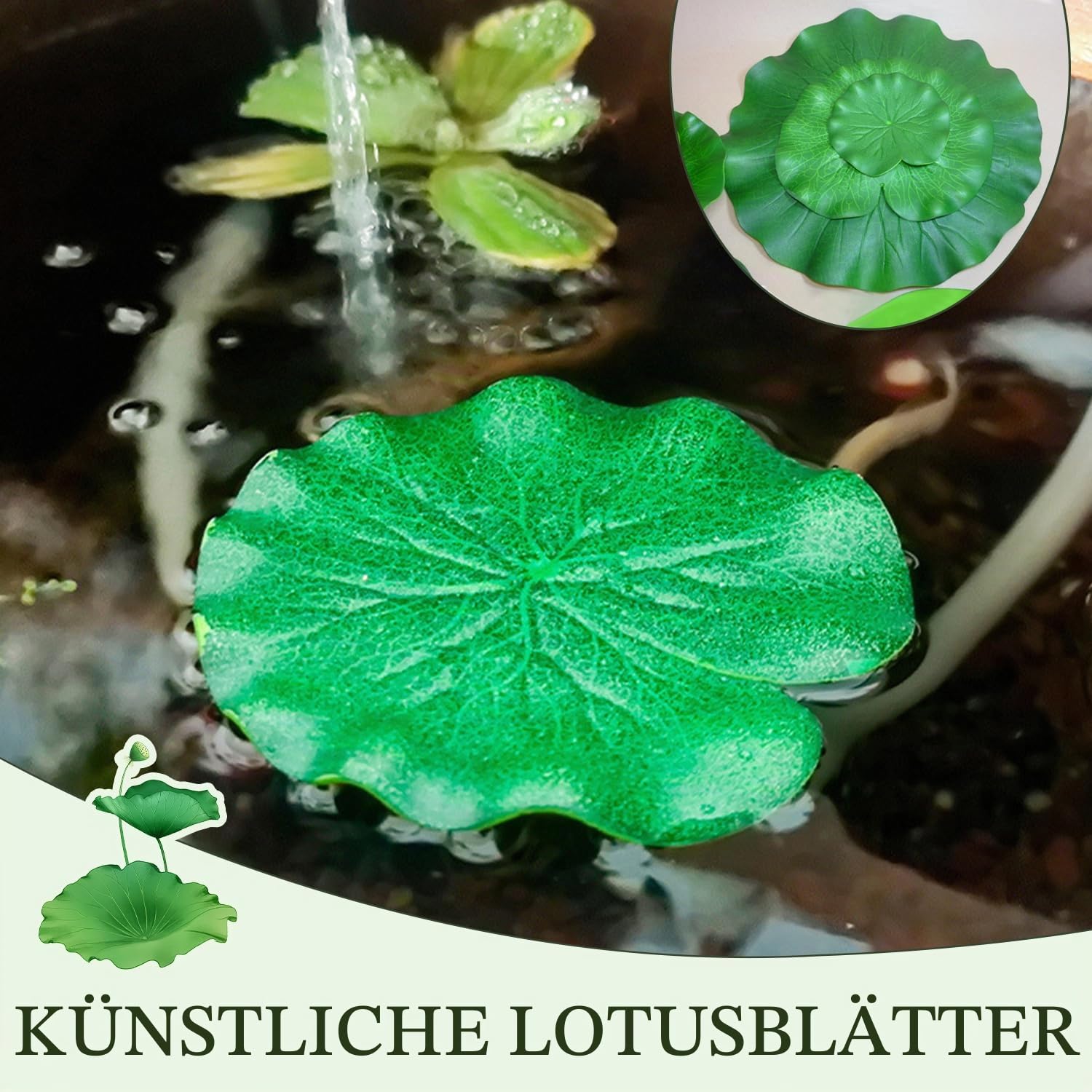 SYEYCW 10 Stück Künstliche Teichpflanzen, Schwimmende Seerosenblätter Kunststoff Teich Ornamente, 5 Größen Realistische Seerosenblätter, für Haus Garten Teiche Pool Aquarium Landschaft Dekoration Garten