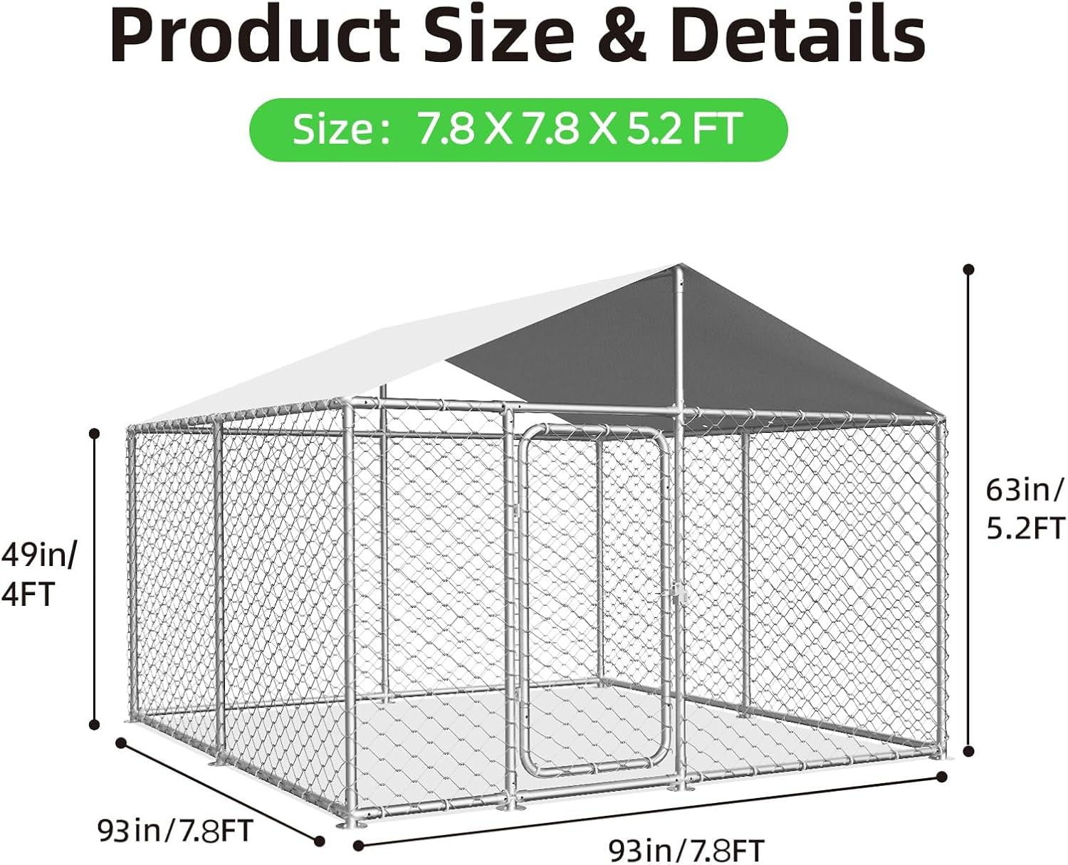 7.8'x7.8' Outdoor Dog Kennel Outside Large Heavy Duty Dog Enclosure with Waterproof Cover and Security Lock