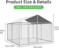 Vista 6 de Perrera para perros al aire libre de 7.8 x 7.8 pies con puerta de metal, bolígrafos para perros con techo, perrera resistente para uso en granja
