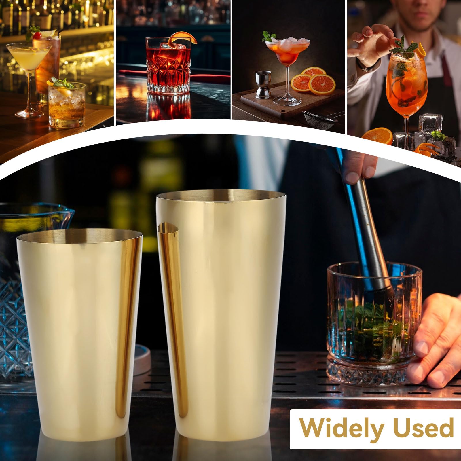 Shaker per cocktail, shaker Boston in acciaio inossidabile 17oz/26oz Martini Shaker Shaker per bevande per barman e home bar(Oro)