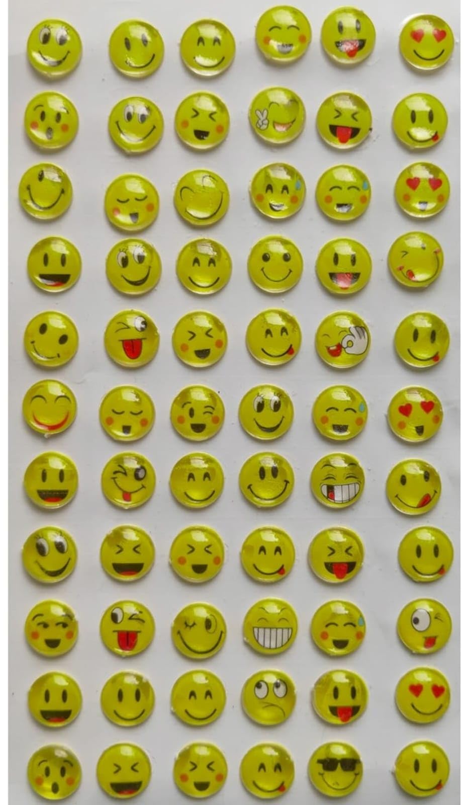 (66 PCS Crystal Smiley Stone) Yellow Emoji Stone Glass Crystal Smile Stone School Project Decoration (B935)-image-3