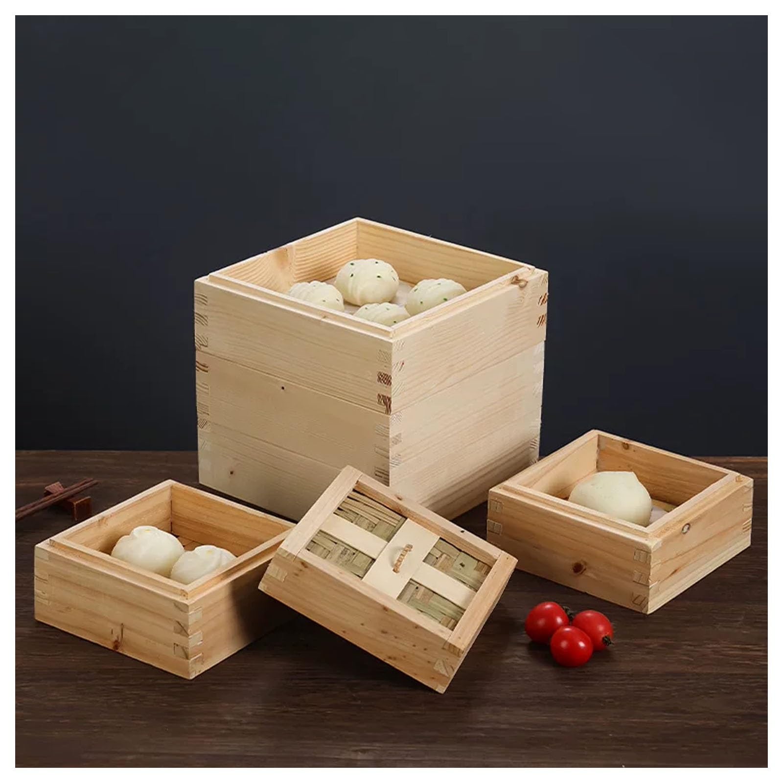 Cestello for cottura a vapore a 2 livelli con coperchio, vaporiera for gnocchi fatta a mano, vaporiera dal design tradizionale, for dim sum, verdure, carne e pesce