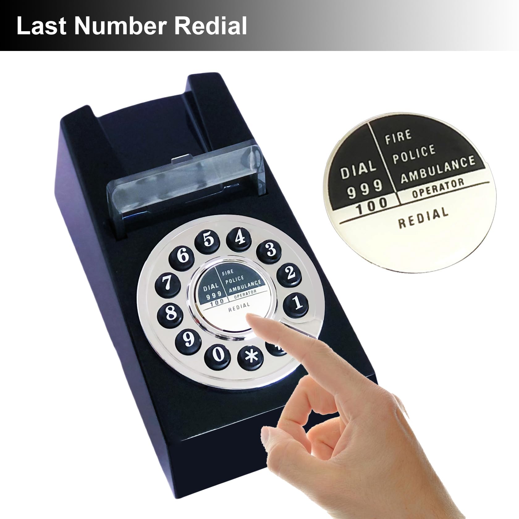 Téléphone fixe pour la maison, téléphone mural filaire rétro pour personnes âgées, téléphone filaire basique Trimline, pas d'alimentation CA nécessaire, téléphone mural (noir)