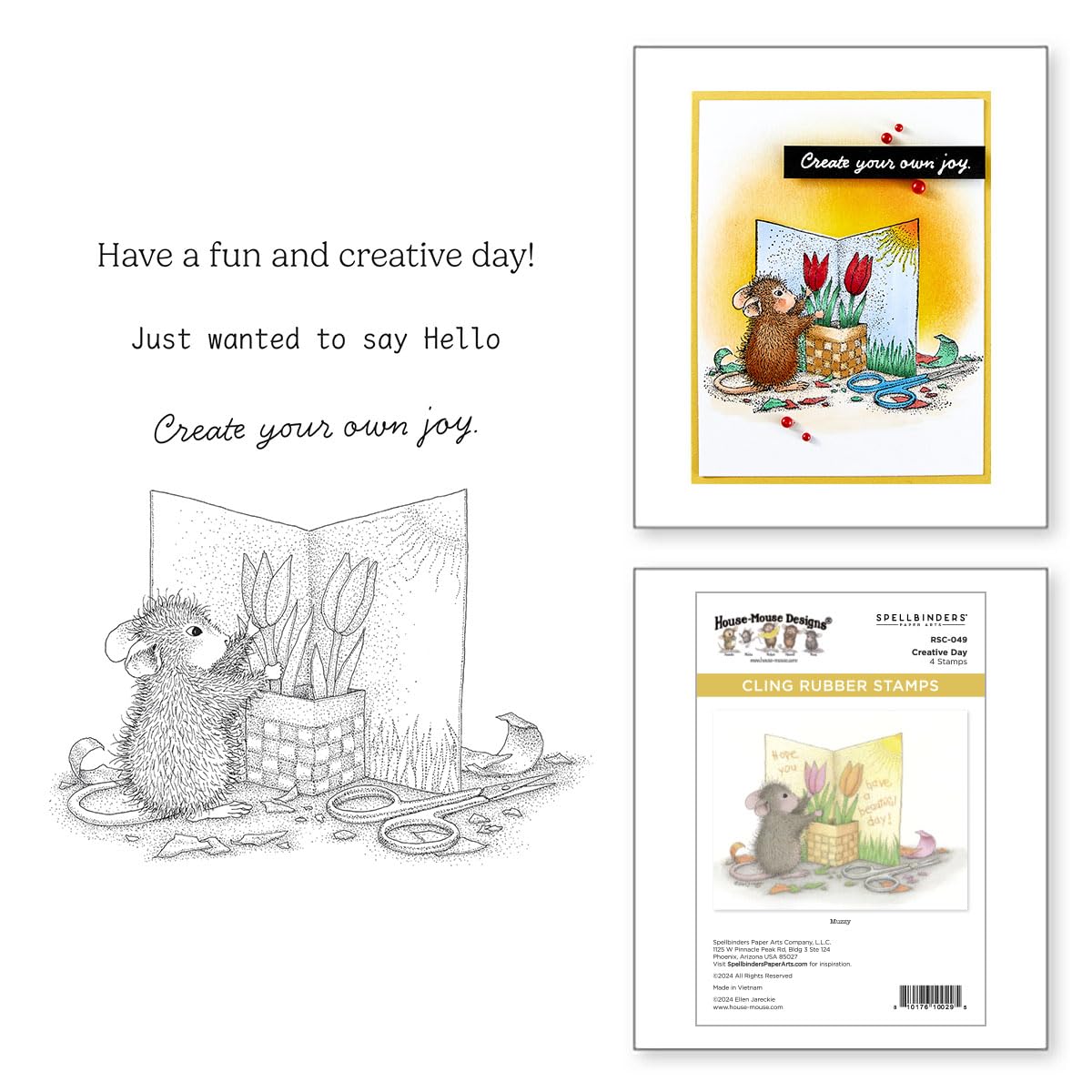Spellbinders Multi Creative Day Cling Rubber Stamp Set From The House-Mouse Creative Day Collection