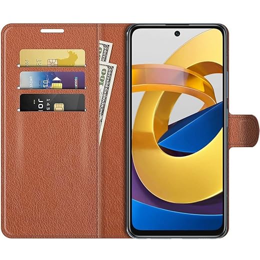 Capa Capinha Carteira Para Xiaomi Poco M4 Pro 5g Tela 6.6 Case Couro Flip Wallet 360 (Marrom)
