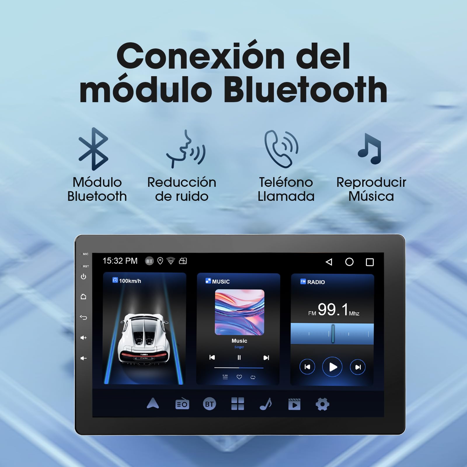 Haudio Radio de Coche Giratoria 360°, Estéreo Bluetooth 1 DIN Carplay Inalámbrico y Android Auto, Pantalla IPS de 10.1 Pulgadas Car Play con Mirror Link,Control por Voz,RDS/FM/Am, Cámara Trasera 720P