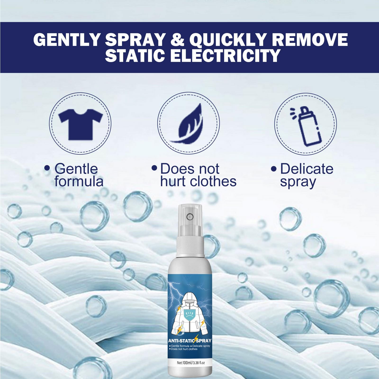 Réduit Statique Vêtements,Spray Antistatique,Le Spray Statique,Le Spray Antistatique,Antistatique Vêtements Naturel,Anti Static Spray,Antistatique pour Vêtements 2 Pièces,100ML