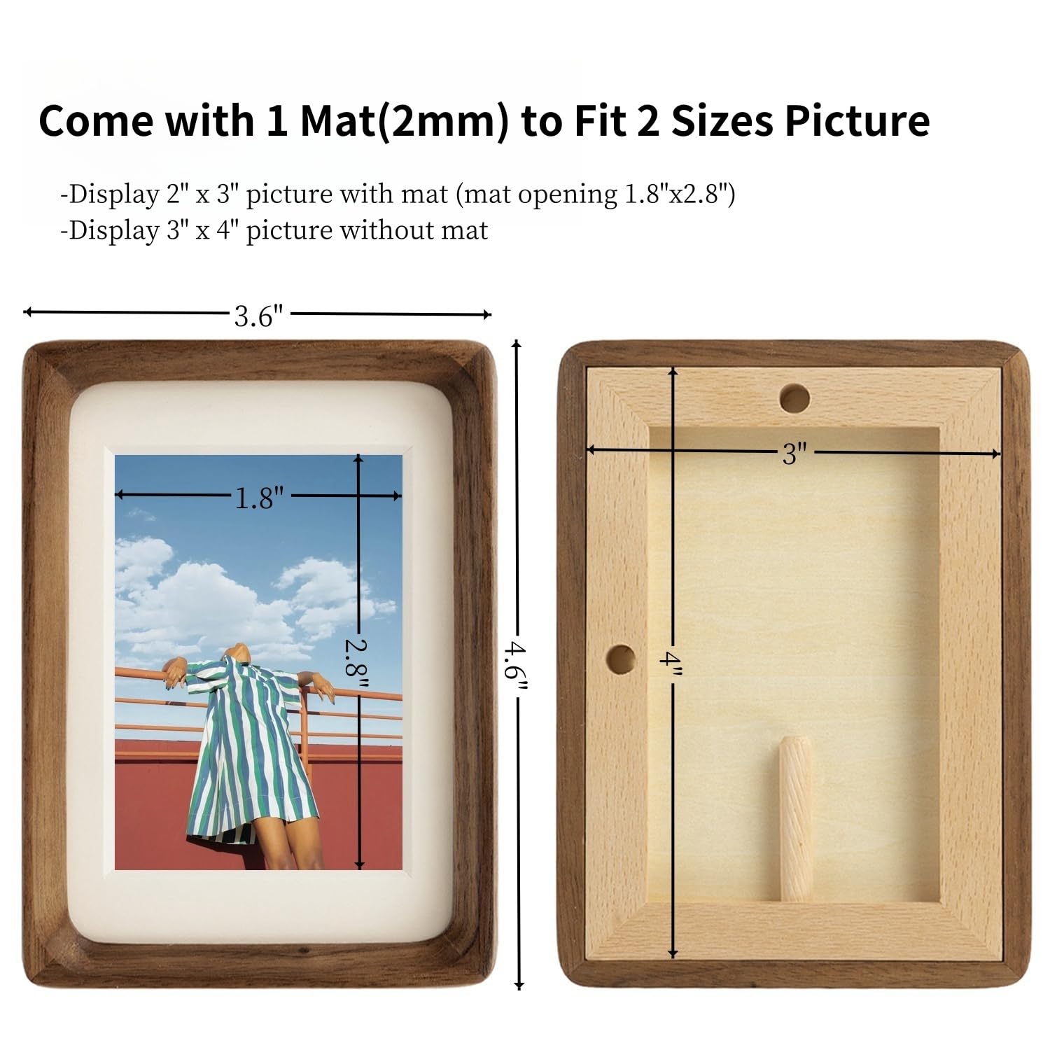 Amazon.co.jp: FLECHAZO 3x4 写真フレーム 木製 2x3マット付き