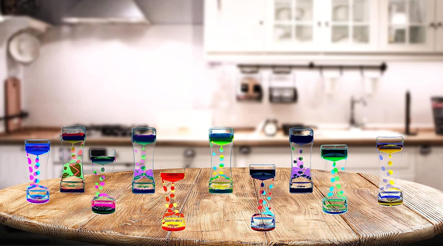 Liquid Motion Bubbler Timer Desktop Toy, 10 Pack Mix Bubblers Timer for Sensory Play Toys for Activity, Relaxing, Anxiety, Autism, ADHD Office Home