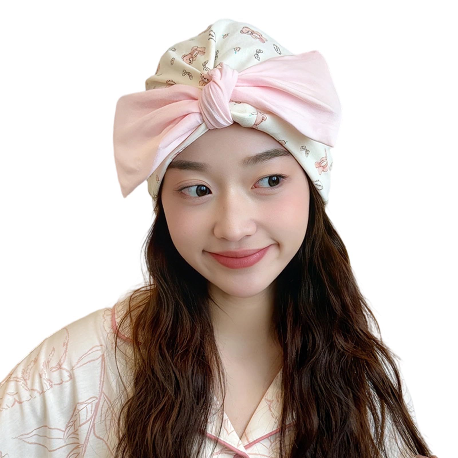 MICFENY Stylish Nursing Hat HeadCover for New Mothers Soft Cotton Comfortable Headgear Bowknot Hat for