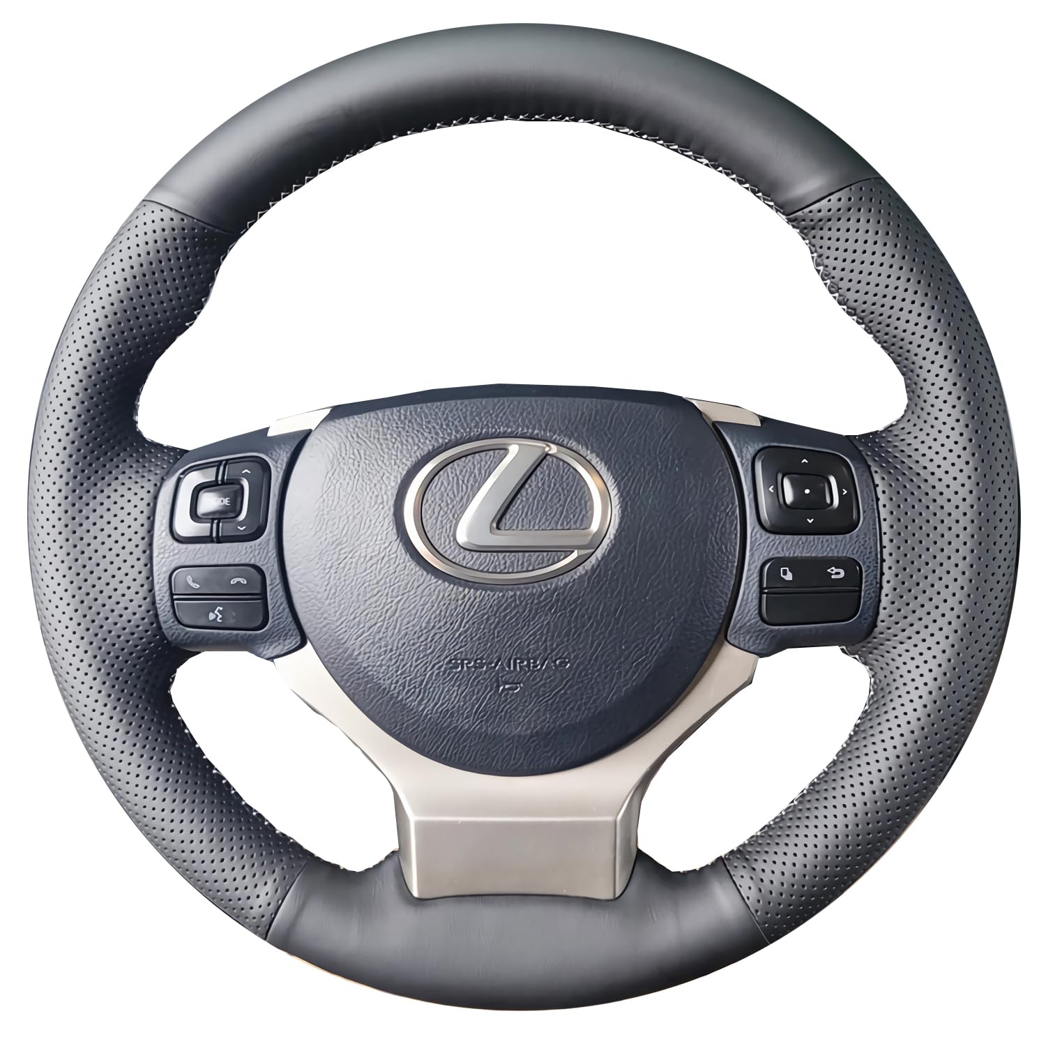 Hand-Sewing Steering Wheel Wrap Cover Black Perforated Leather Wrap Interior Protection Accessories for Lexus is 200t 2016 2017/ is 250 2014 2015/ is 350 2014-24/ is 500 2022-24