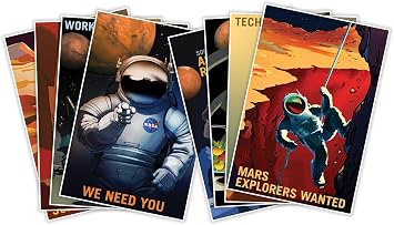 Antiguos Maps Complete Set of Eight 8 NASA Mars Explorers Wanted Space Travel Recruitment Advertisements | Art Print Poster Vintage Ad Wall Decor | 18 x 24 inches