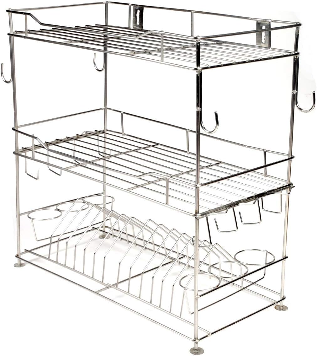 Gehwara Utensil Stand for Kitchen Wall Mount, (Kitchen Organizer Items/Steel Racks for Kitchen/Utensils Stand),Make of Pure Stainless Steel-Wall Mountable 21 inch X 21 inch X 10 inch)