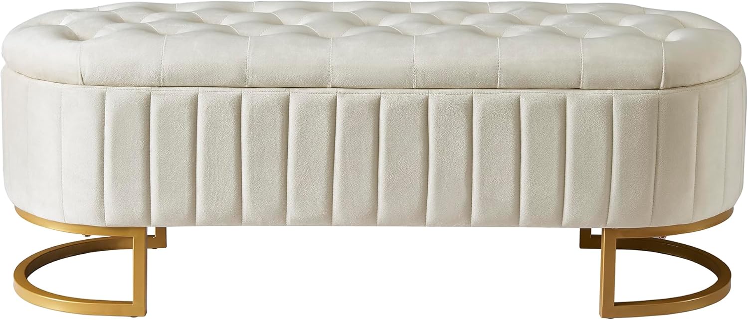 2-Pieces Bedroom Sets,Full Size Upholstered Led Platform Bed with Storage Ottoman,Easy to Assemble,No Box Spring Needed (Beige-4)