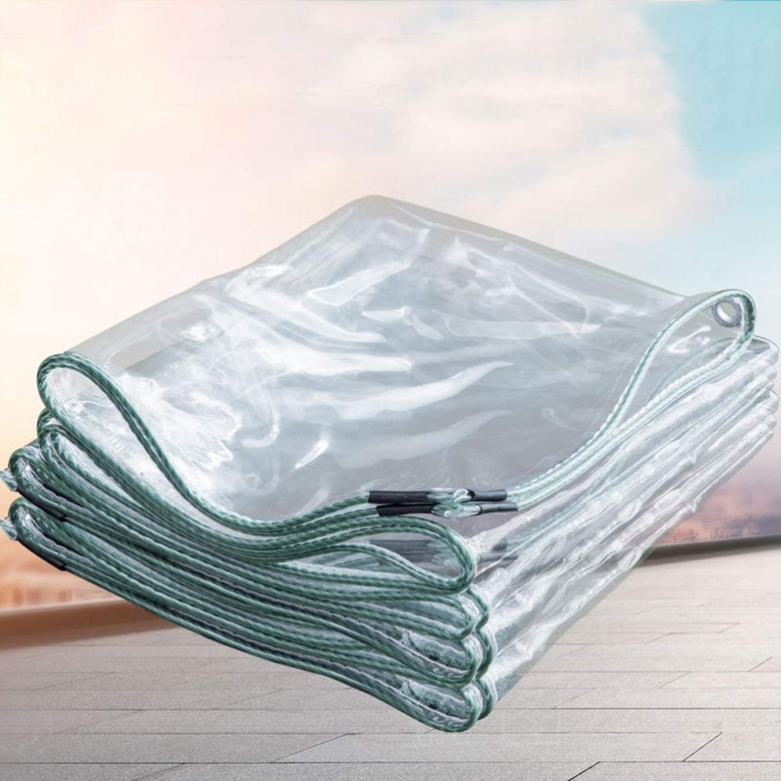przezroczysta plandeka z PCW, odporna na rozdarcia, odporna na rozdarcia, izolująca miękka folia PVC, z oczkami, do ogrodu na zewnątrz, rozmiar do personalizacji (1,8 x 5 m/5,9 x 16.4ft)