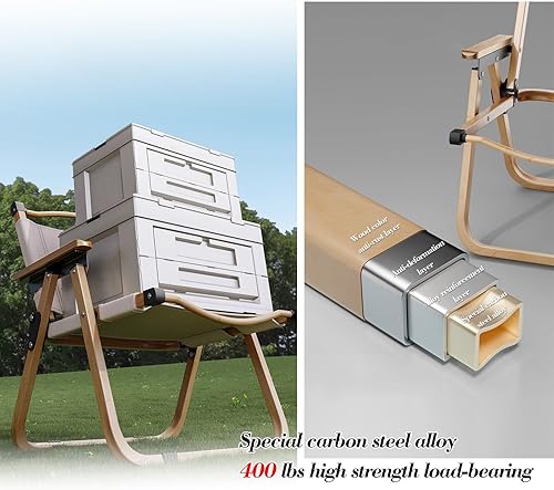 Miniatura 5 de Folding Camping Chairs, Portable Outdoor Beach Chair Foldable, Light Outdoor Chairs for Picnic Lawn Leisure Park Travel Hiking Fishing(Black,Large)