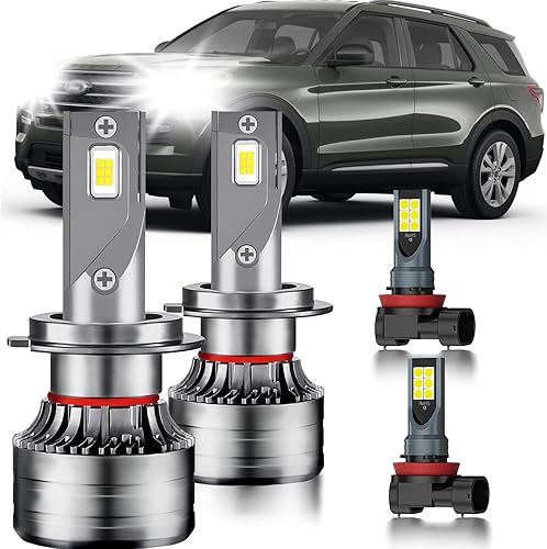 Para Ford Explorer 2011-2015 Faros LED antiniebla Bombillas Combo, 4 unids faros blancos superbrillantes y luces antiniebla, paquete de bombillas LED