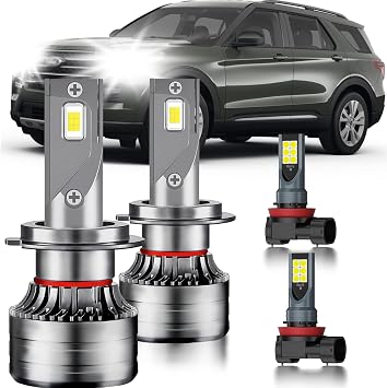 for Ford Explorer 2011-2015 Fog Lights Bulbs Combo, 4pcs Super Bright White Dual Beam and Fog Lights Blubs Package