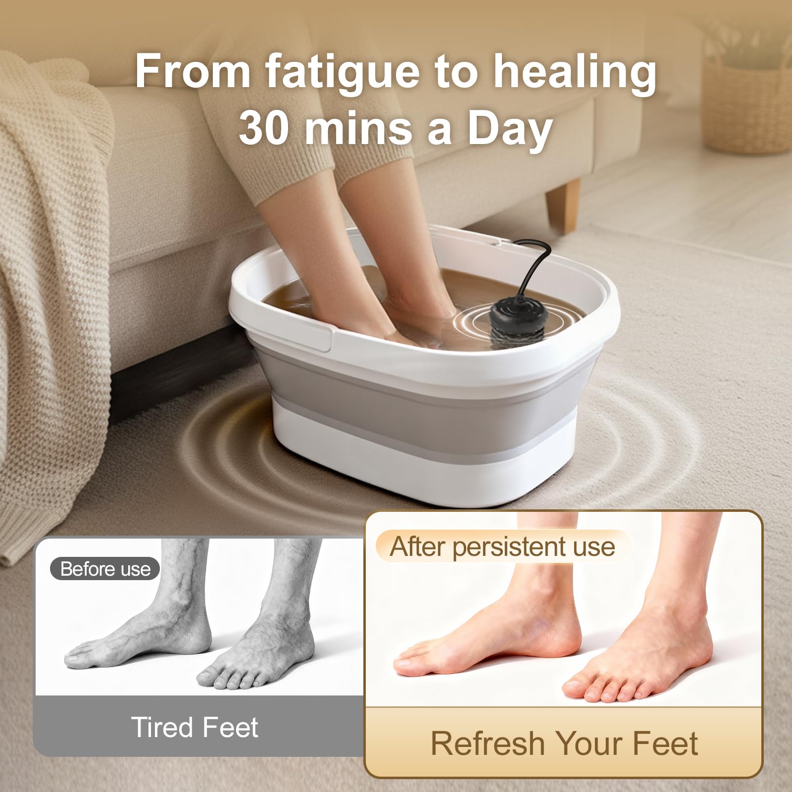 Ionic Foot Bath Detox Machine, Foot Detox Foot Bath Moak Tub z 2 tablicami, 80 jednorazowych wkładek do spa dla stóp, sól morska Detox, składane wiadro do spa stóp, wanna do namaczania stóp na