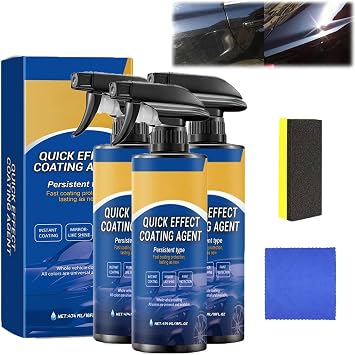 Car Coating Spray, 120ml Quick Effect Coating Agent for Cars, Waterless Car Wash and Wax Spray for Shine and Protection, 3 in 1 Multi-functional Quick Cars Polish Sprays, Improves Clarity 3PCS