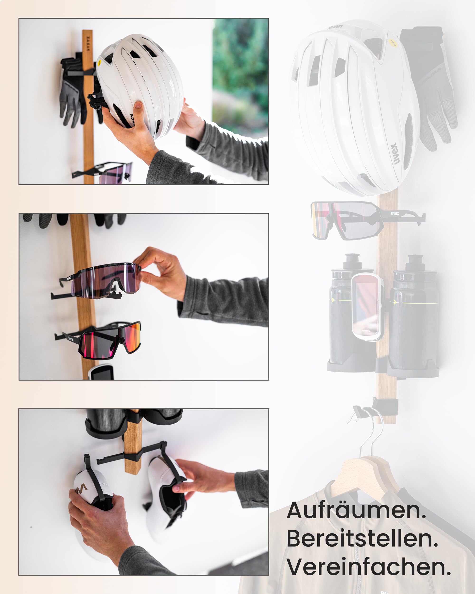 PARAX Gear-Rack Organiseur mural pour accessoires de vélo en bois